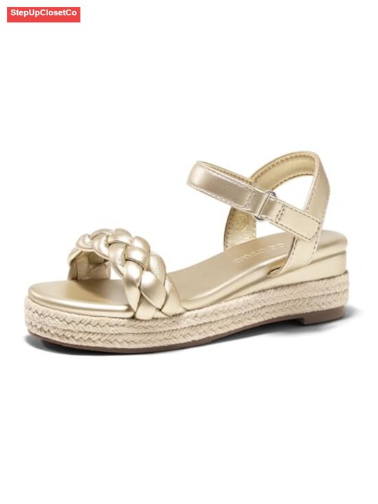 Other - Girls Espadrille Braid Open Toe Ankle Strap Wedge Sandals